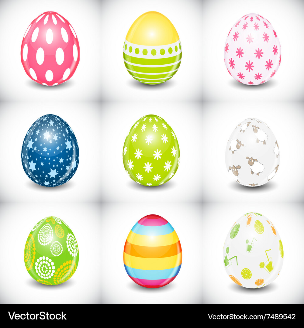 Beautiful easter egg set Royalty Free Vector Image