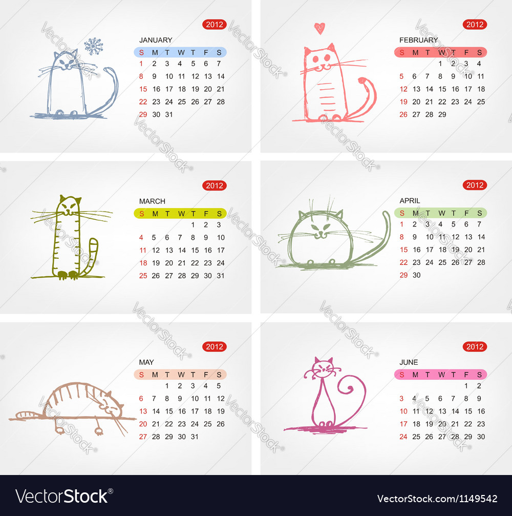 Calendar 2012 july funny cats design