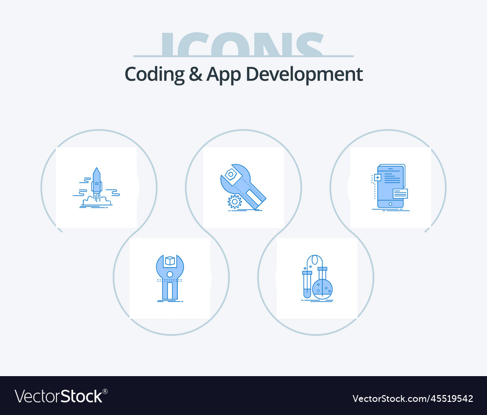 Coding and app development blue icon pack 5