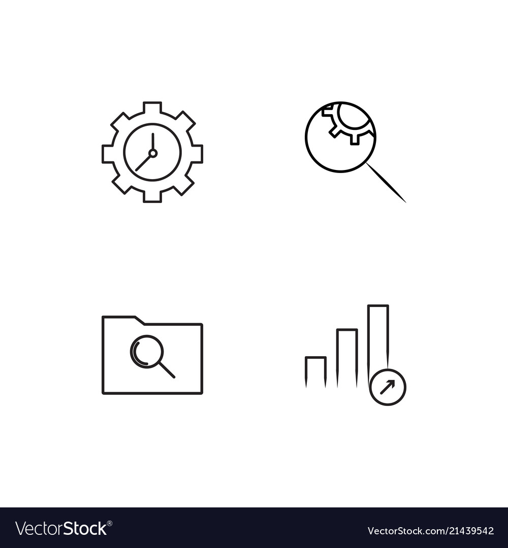 Data analytics linear icons set simple outline