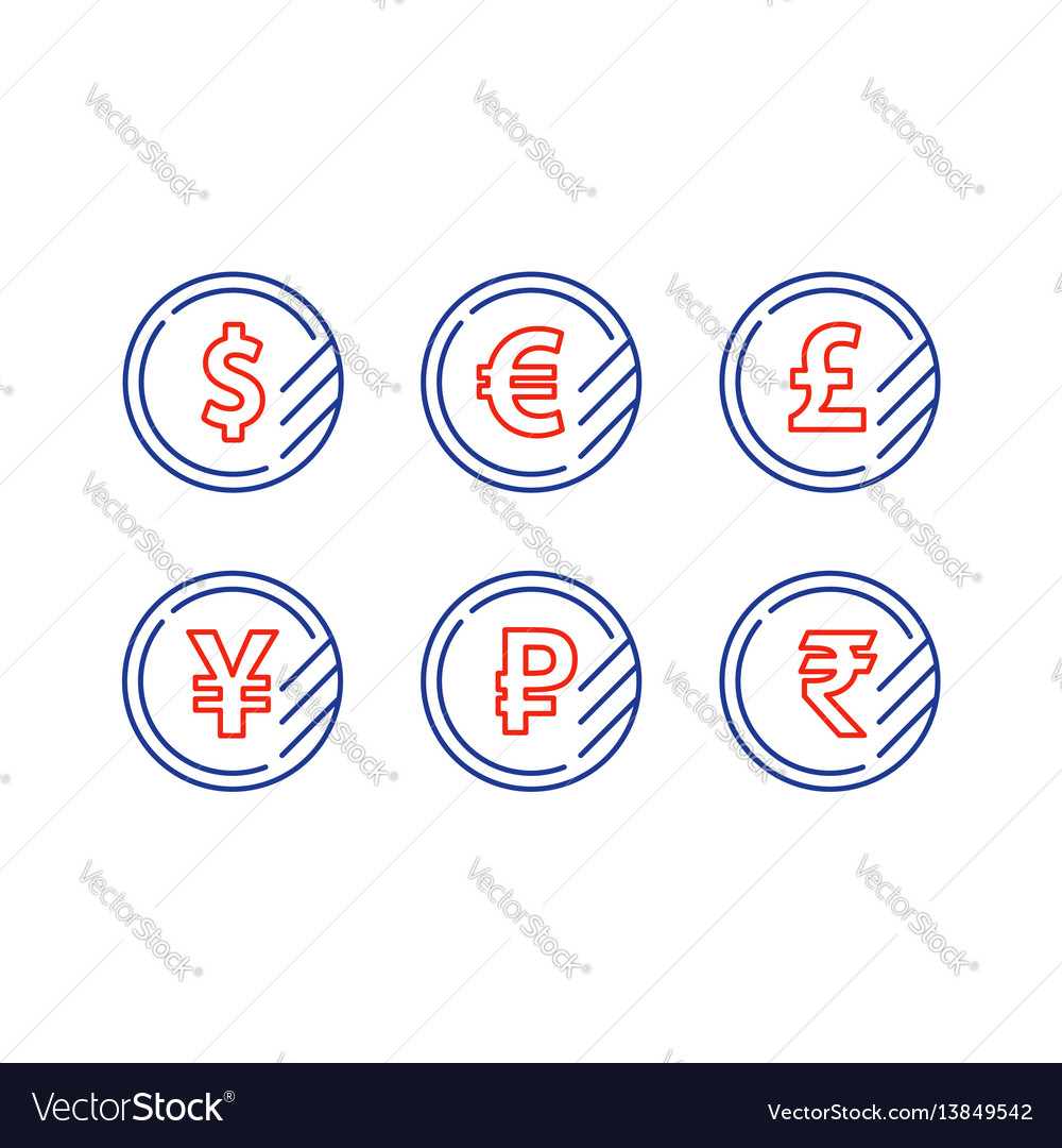 Dollar sign euro symbol pound icon ruble coin