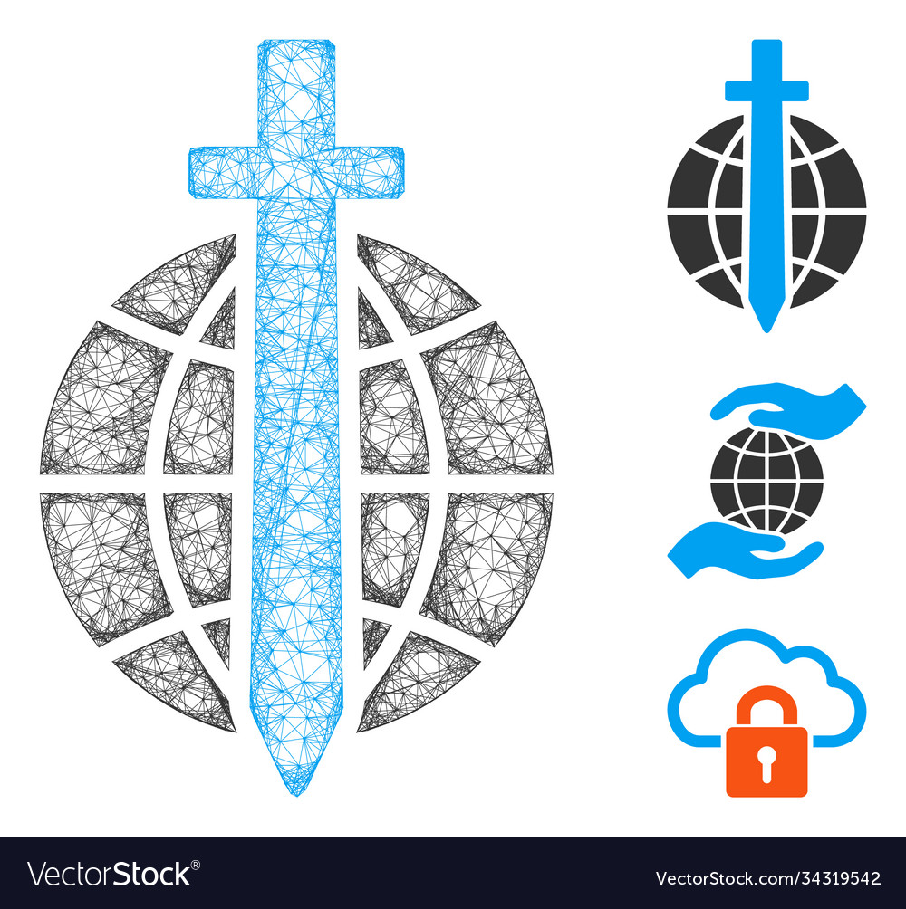 Global guard polygonal web mesh vector image Global guard polygonal web mesh