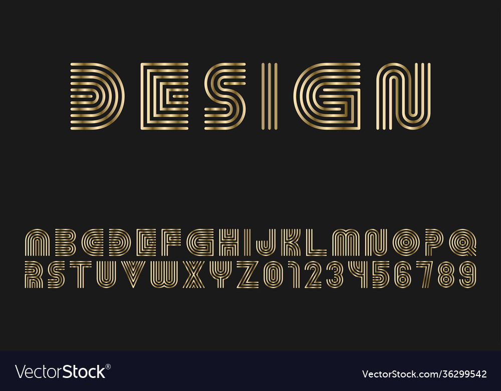 Luxury gold striped font - design english vector image Luxury gold striped font - design english