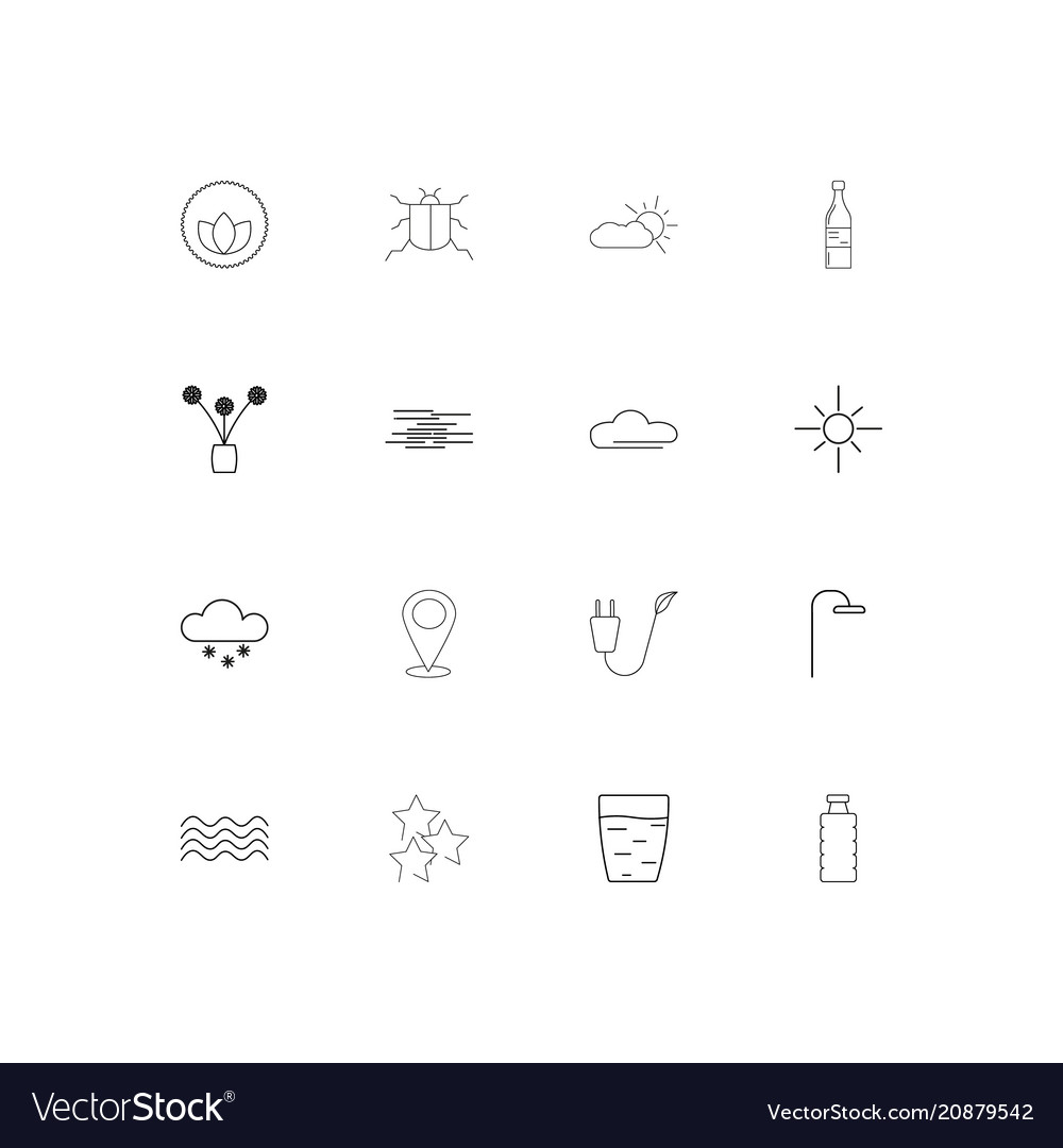 Nature linear thin icons set outlined simple
