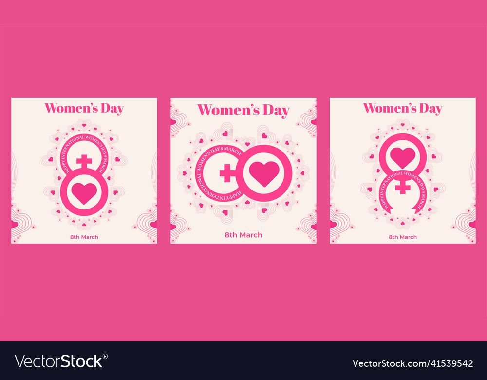 Pink Womens Day Social Media Post Collection Vector Image 6715