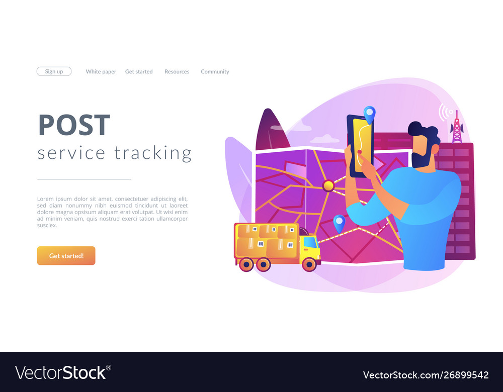 Post service tracking concept landing page