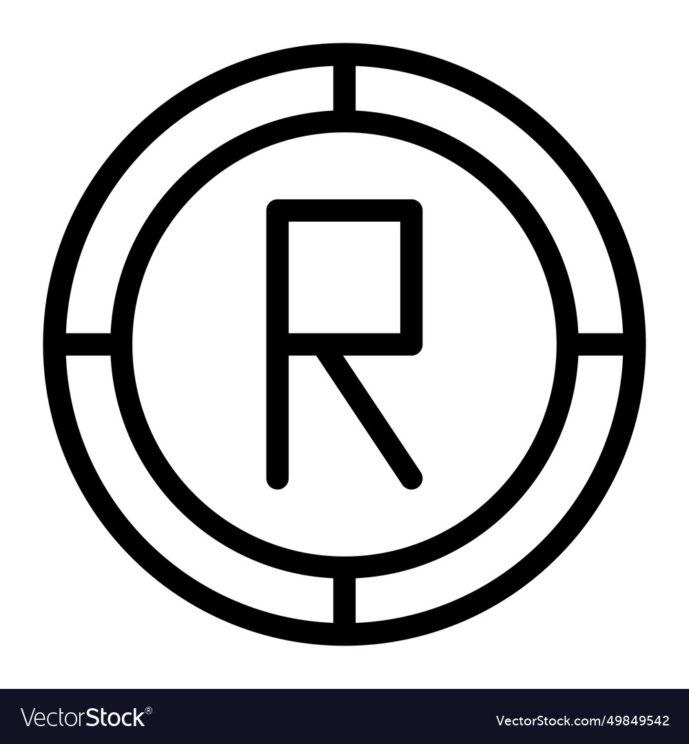 Rand coin icon outline for web design vector image Rand coin icon outline for web design