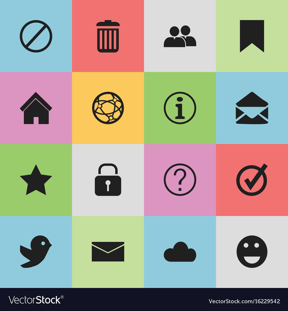 Set of 16 editable web icons includes symbols