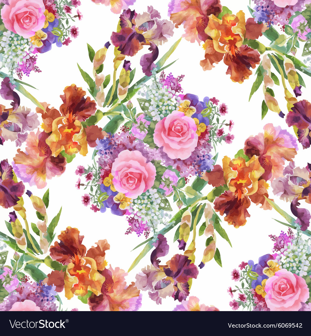 Watercolor seamless pattern with roses background
