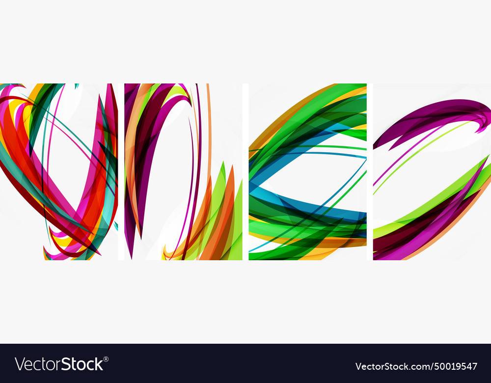 Colorful wave lines poster set for wallpaper Vector Image