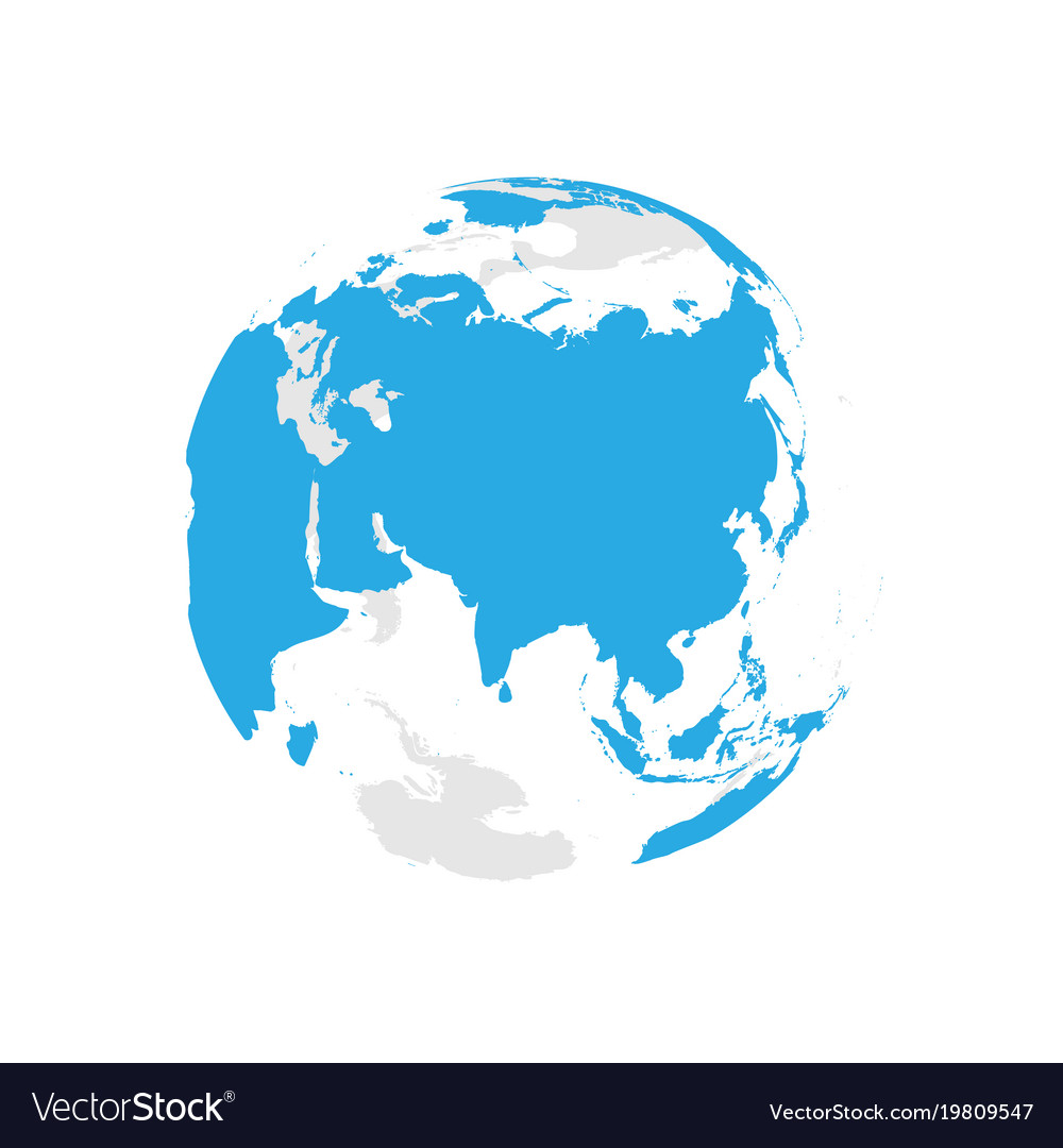 Earth globe with blue world map focused on asia