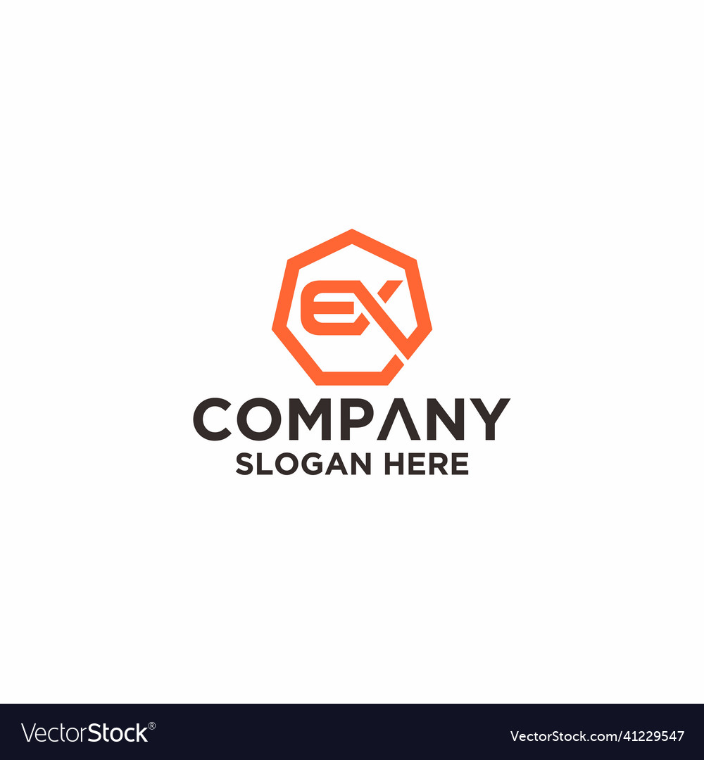 Ex initial monogram logo with shape style vector image Ex initial monogram logo with shape style