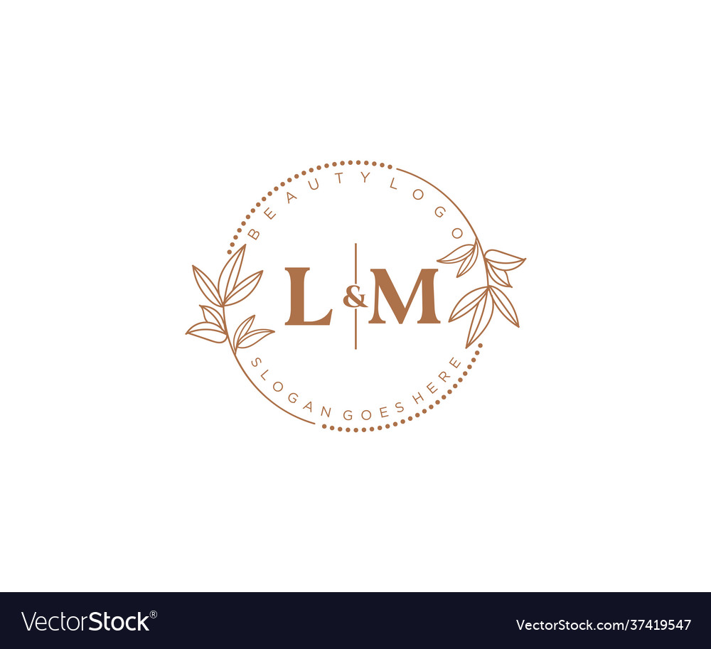 Initial lm letters beautiful floral feminine