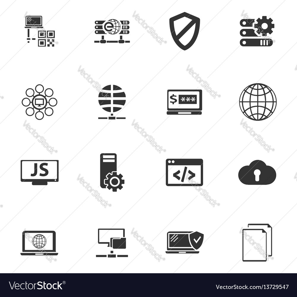 Internet server network icons set vector image Internet server network icons set