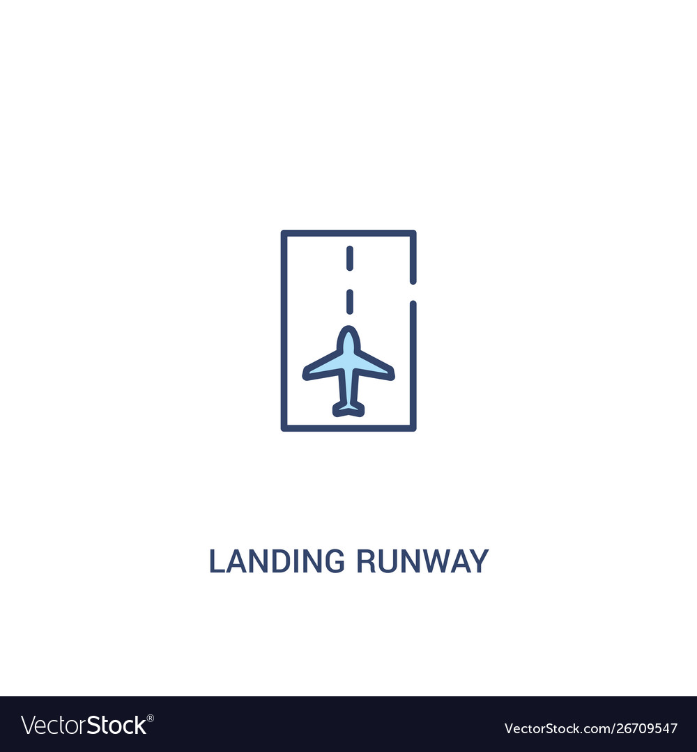 Landing runway concept 2 colored icon simple line vector image Landing runway concept 2 colored icon simple line