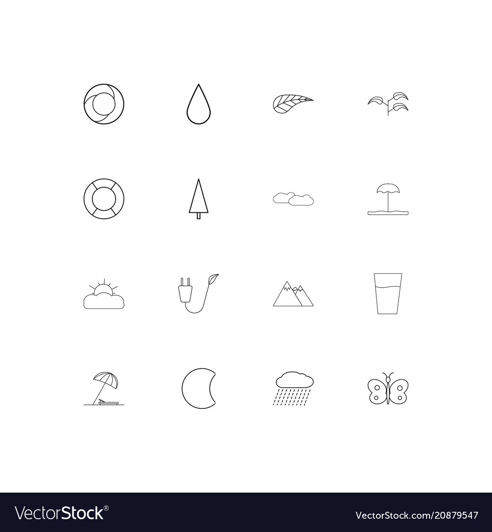 Nature linear thin icons set outlined simple
