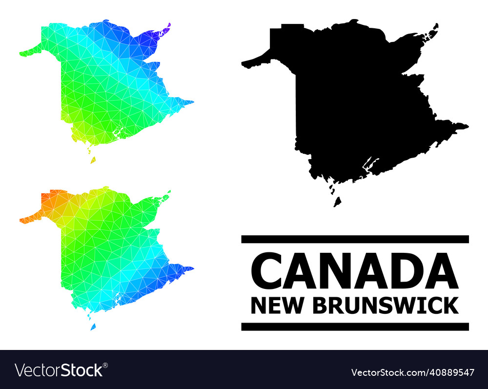 Polygonal rainbow map of new brunswick province Vector Image