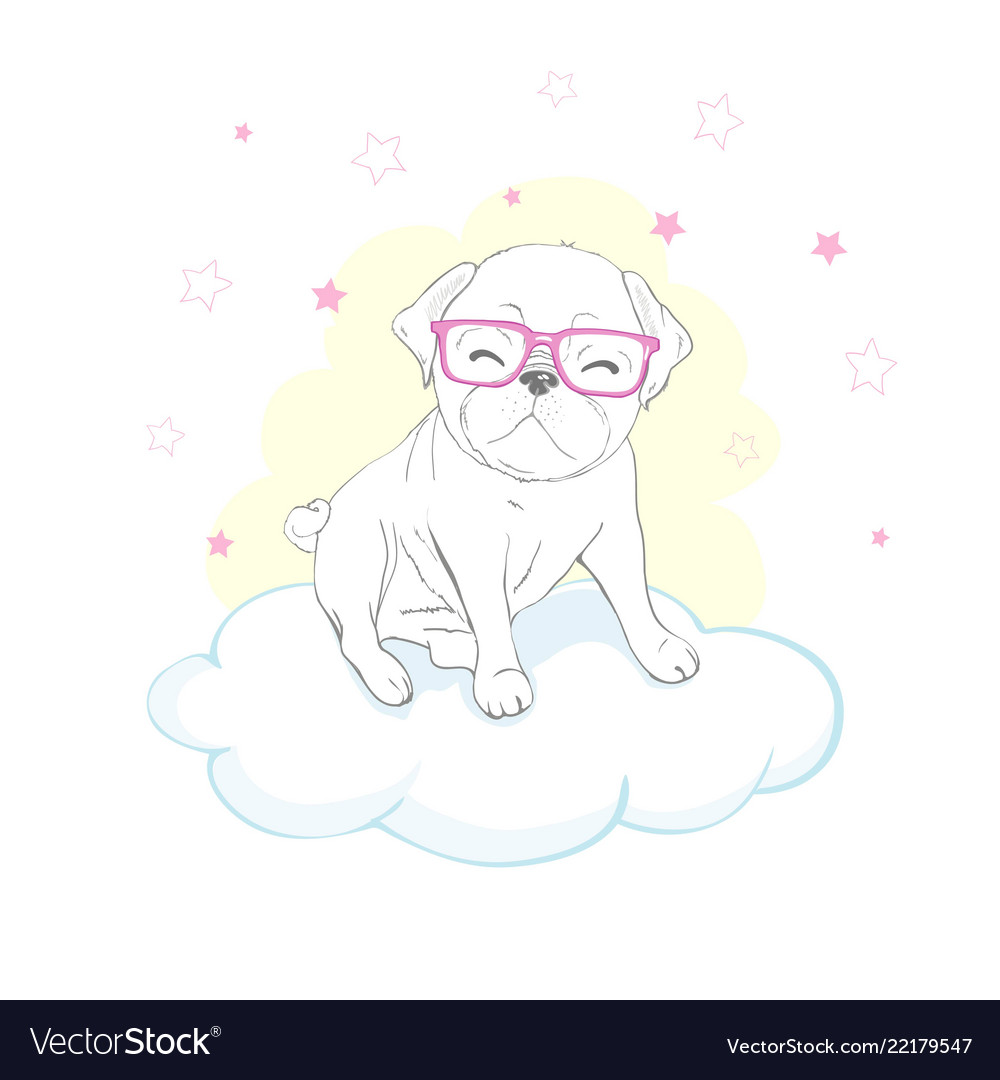 Pug dog cartoon cute friendly fat chubby fawn Vector Image Pug dog cartoon cute friendly fat chubby fawn Vector Image