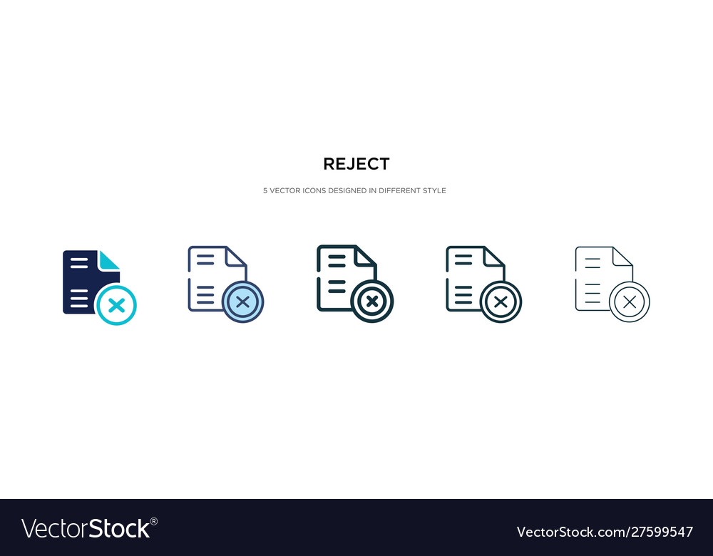 Reject icon in different style two colored