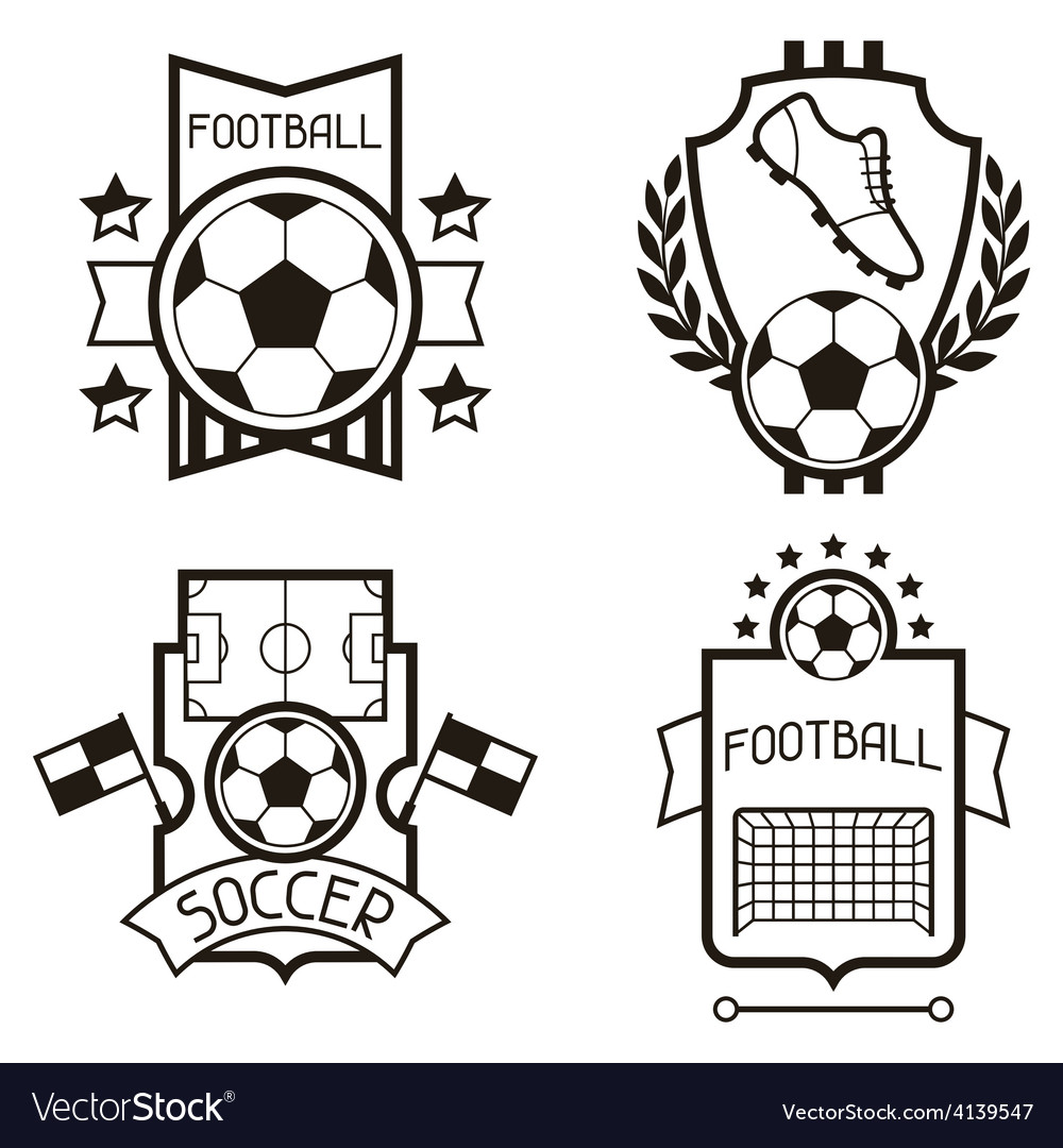 Set of sports labels with soccer football symbols Vector Image