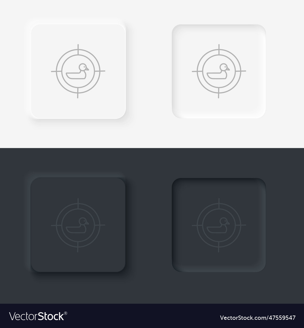 Target duck shooting neumorphic style button line Vector Image Target duck shooting neumorphic style button line