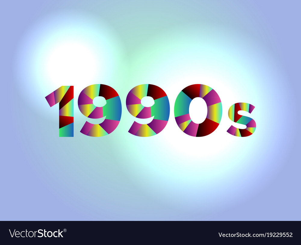 1990s concept colorful word art Royalty Free Vector Image