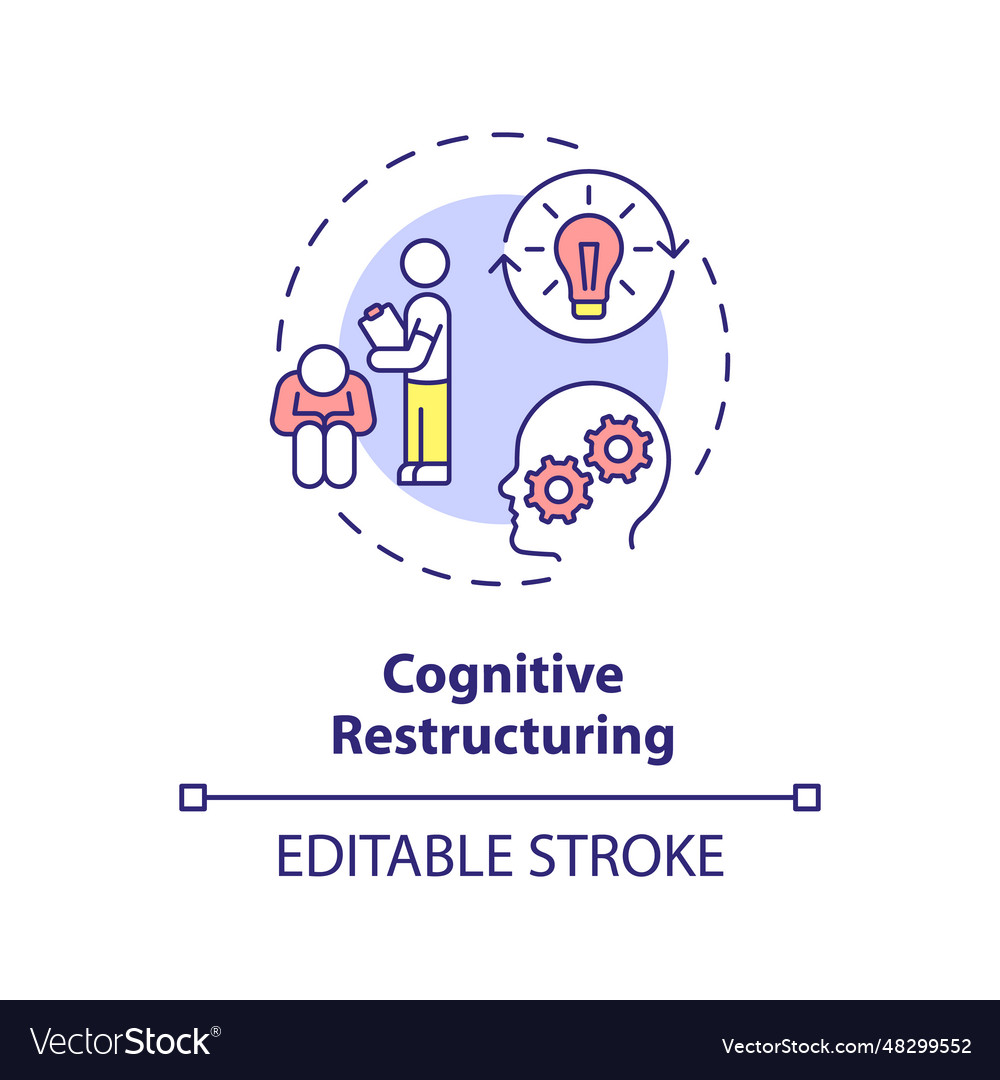 2d customizable cognitive restructuring line icon vector image 2d customizable cognitive restructuring line icon