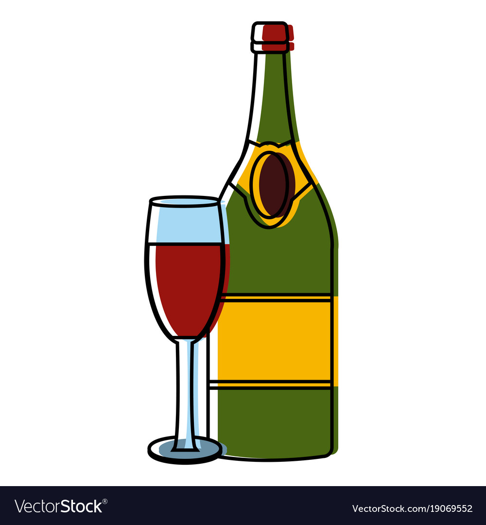 Champagne bottle and cup Royalty Free Vector Image