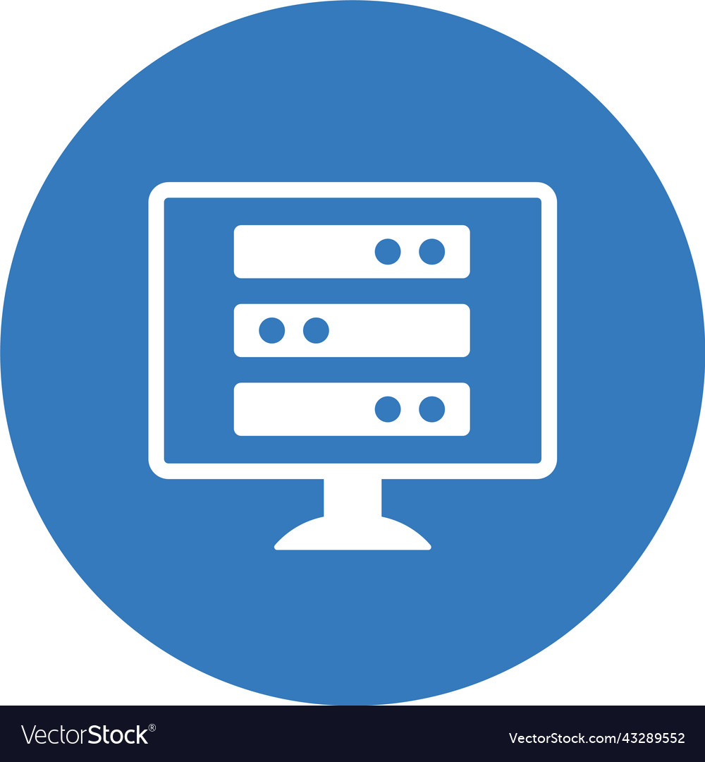 Computer database server icon blue color design