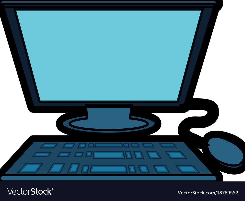 Computer with keyboard and mouse icon