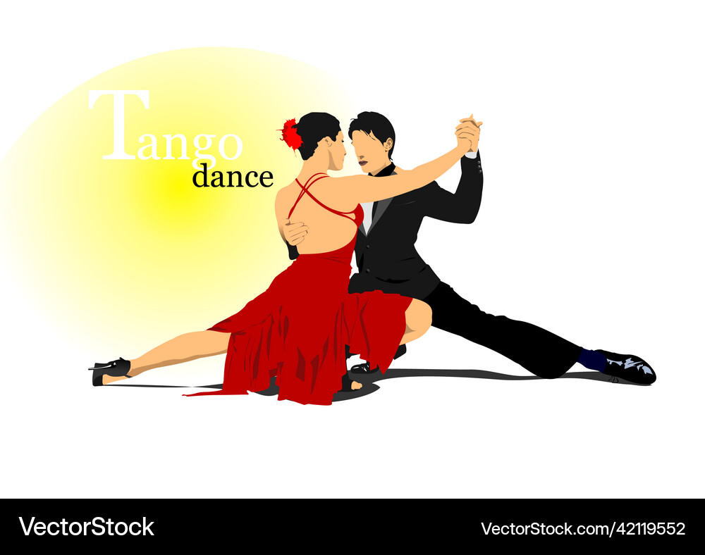 Couple dancing a tango colored 3d Royalty Free Vector Image