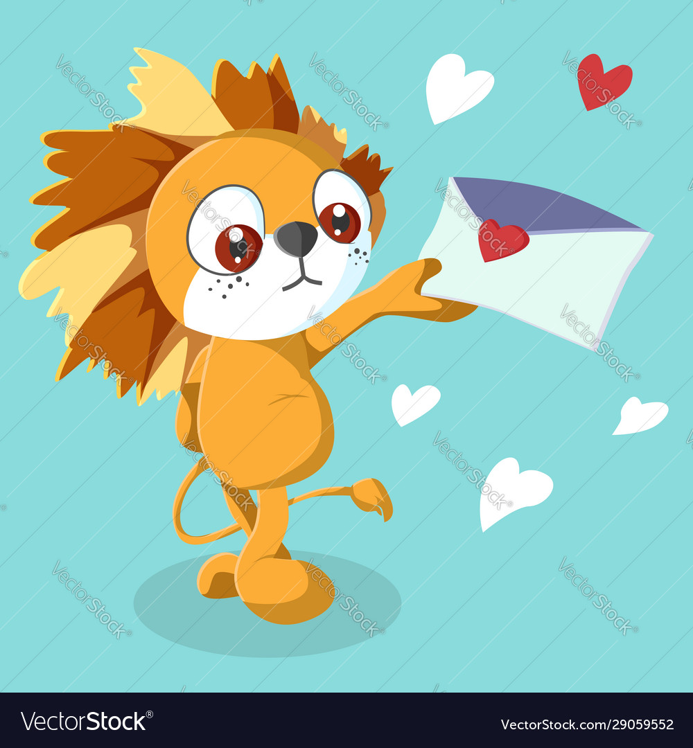 Cute Valentine Lion Card