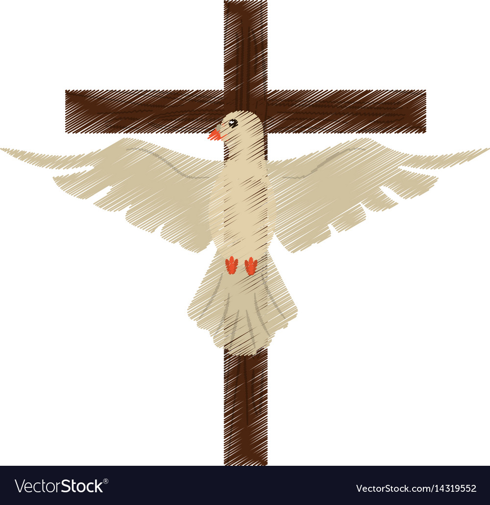 Drawing holy spirit cross Royalty Free Vector Image