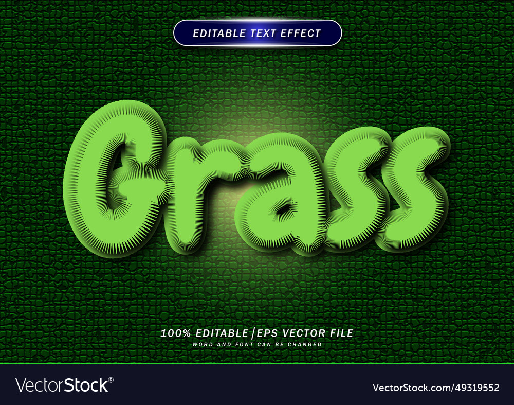 Green grass text editable effect with shadow Vector Image