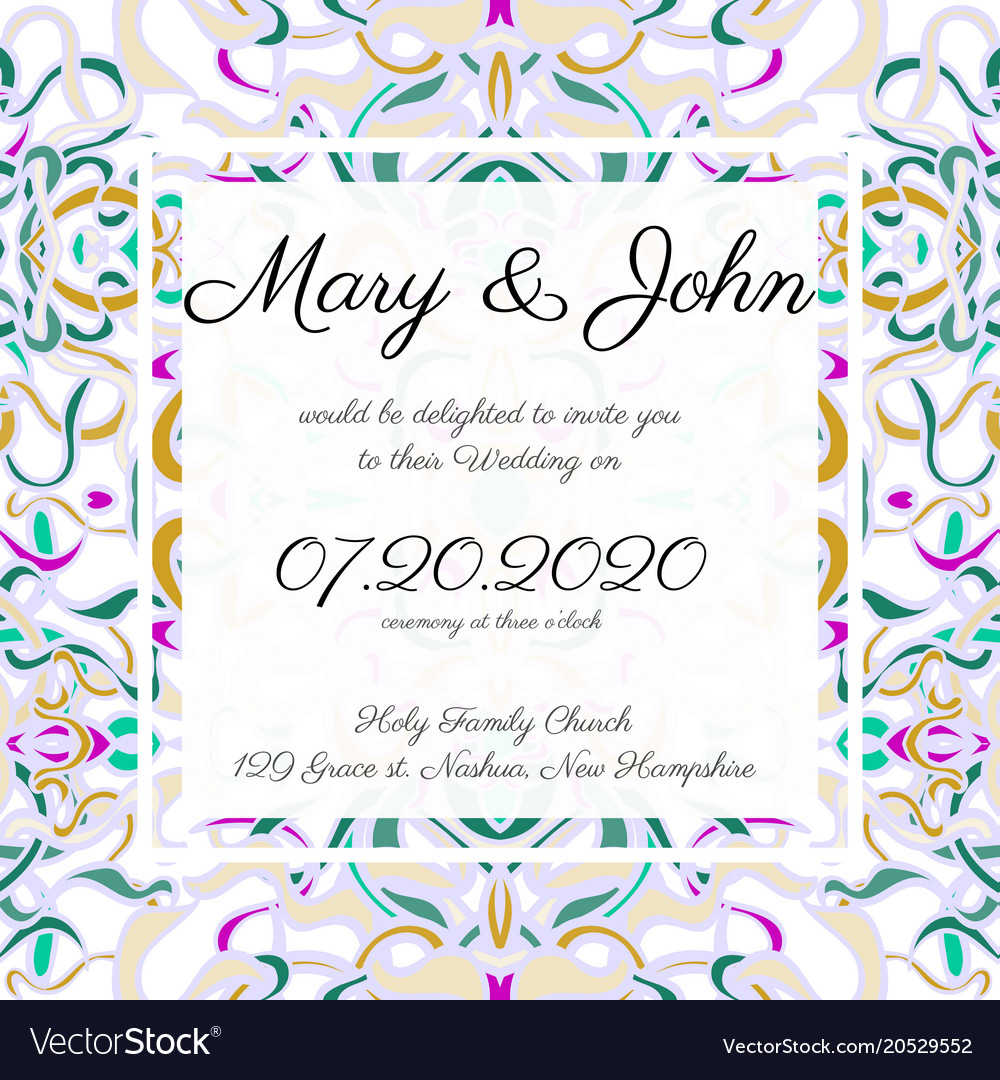 Invitation card template with openwork pattern