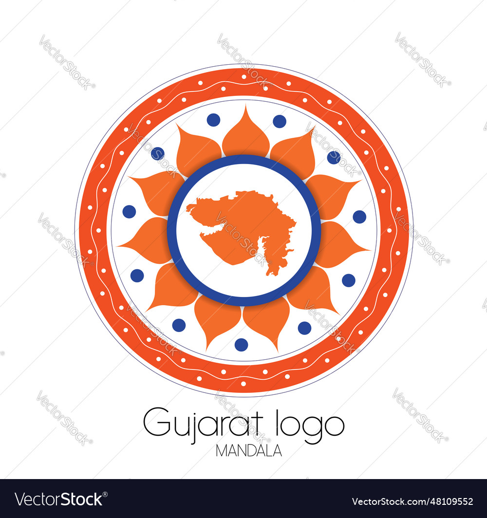 Mandala art with map logo of gujrat india