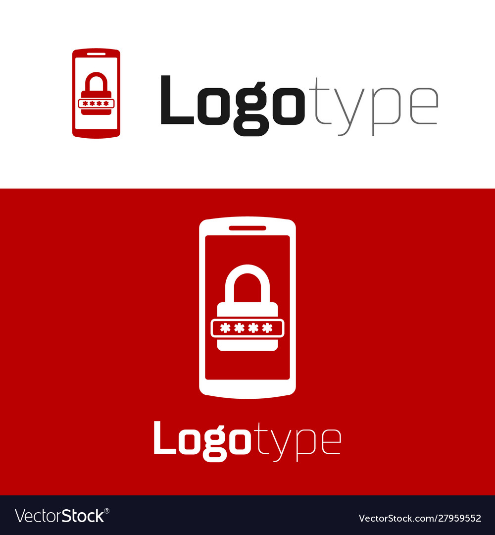 Red mobile phone and password protection icon