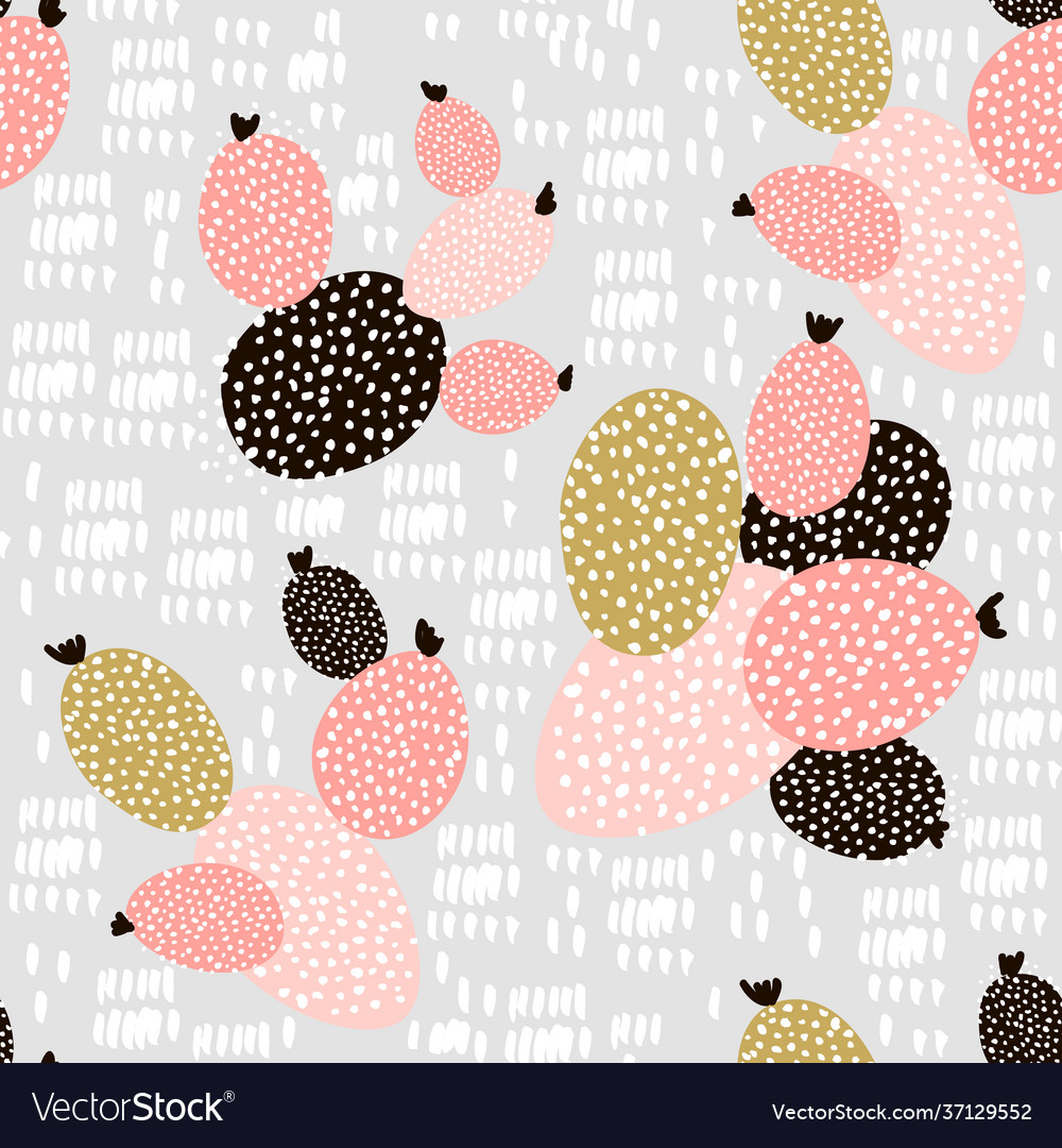 Seamless pattern with cactuses and hand drawn vector image Seamless pattern with cactuses and hand drawn