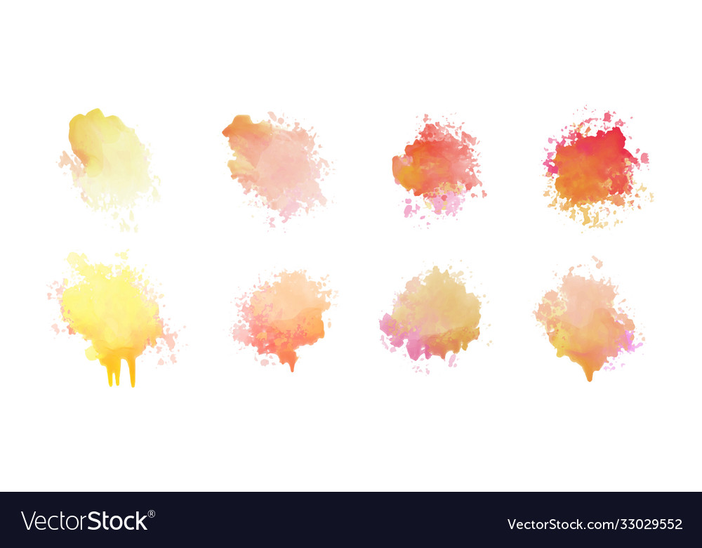 Set eight watercolor stain design Royalty Free Vector Image