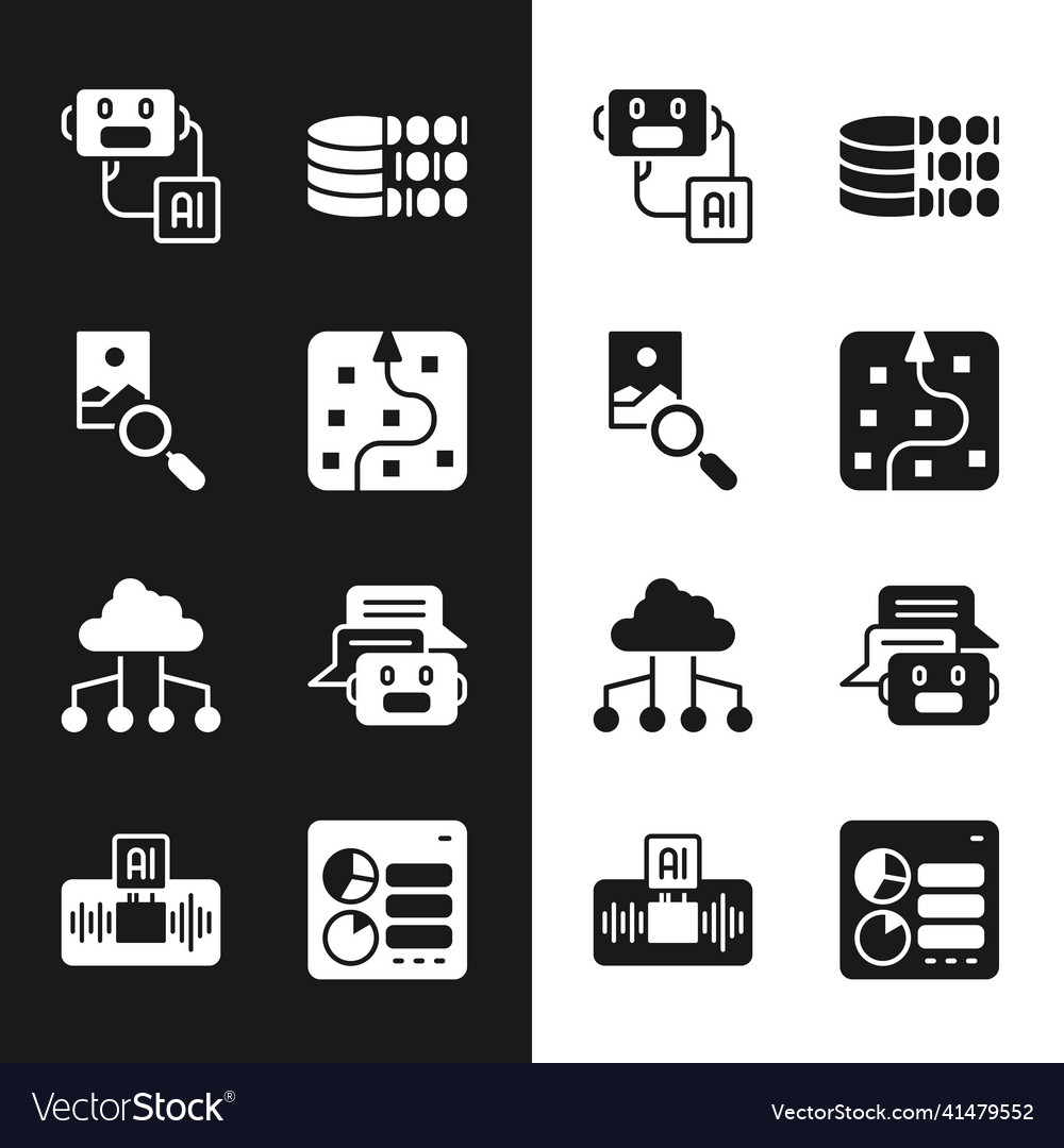 Set neural network photo retouching artificial vector image Set neural network photo retouching artificial