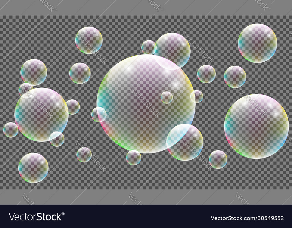 Set realistic transparent colorful soap vector image Set realistic transparent colorful soap