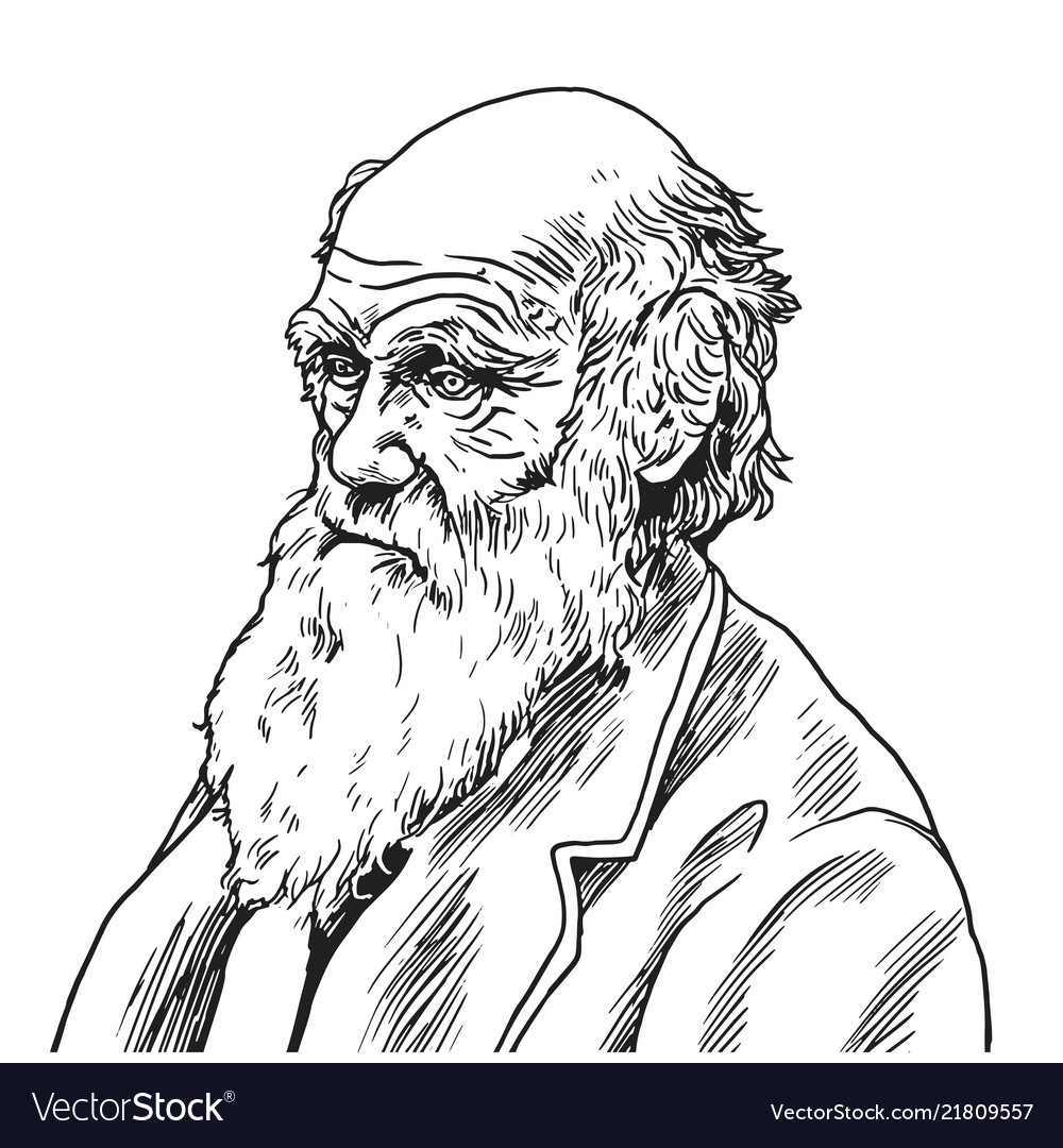 Charles Robert Darwin Cartoon Caricature Vector Image