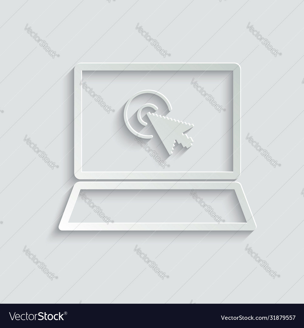 Click icon laptop computer notebook and cursor vector image Click icon laptop computer notebook and cursor