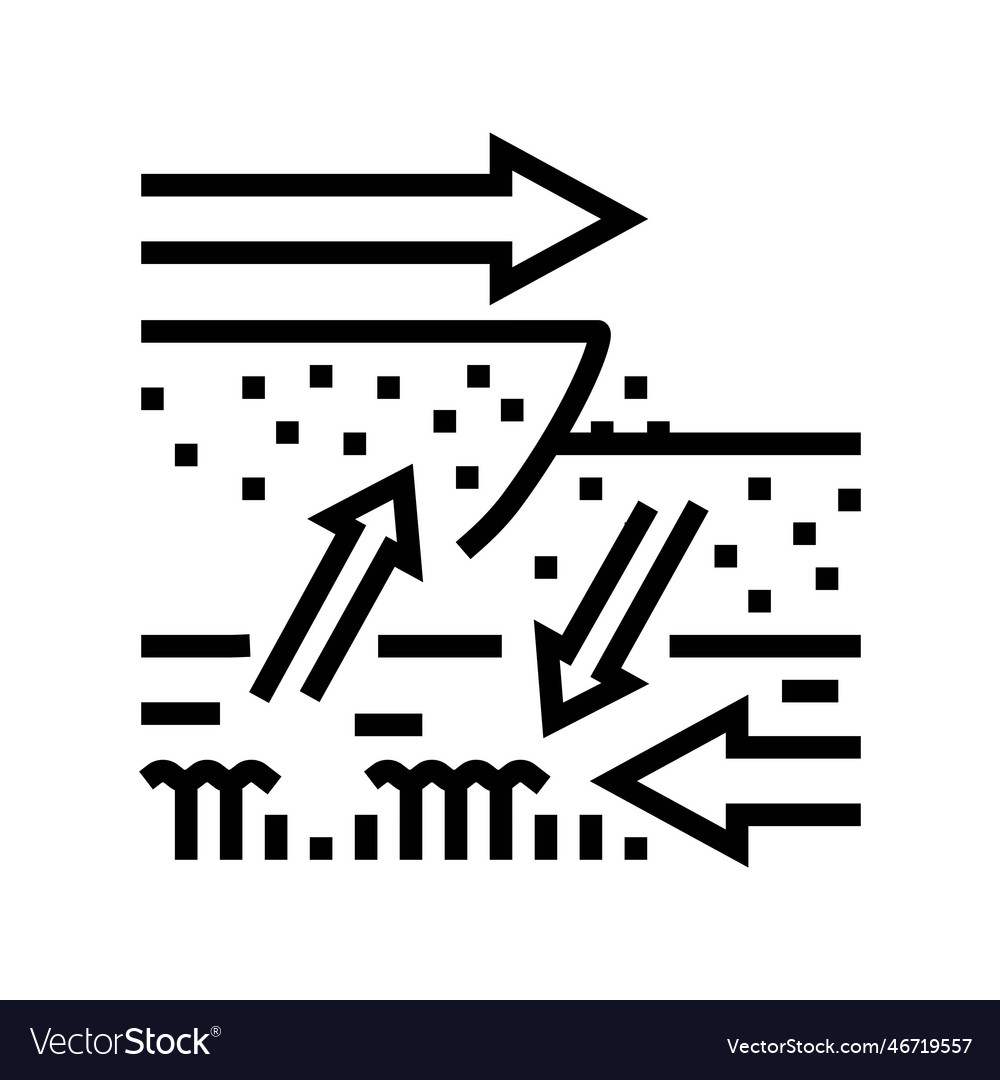 Compression thrust earthquake line icon