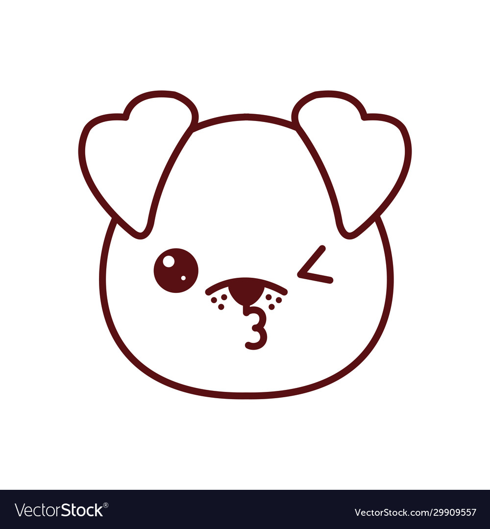 Cute kawaii dog cartoon line style icon