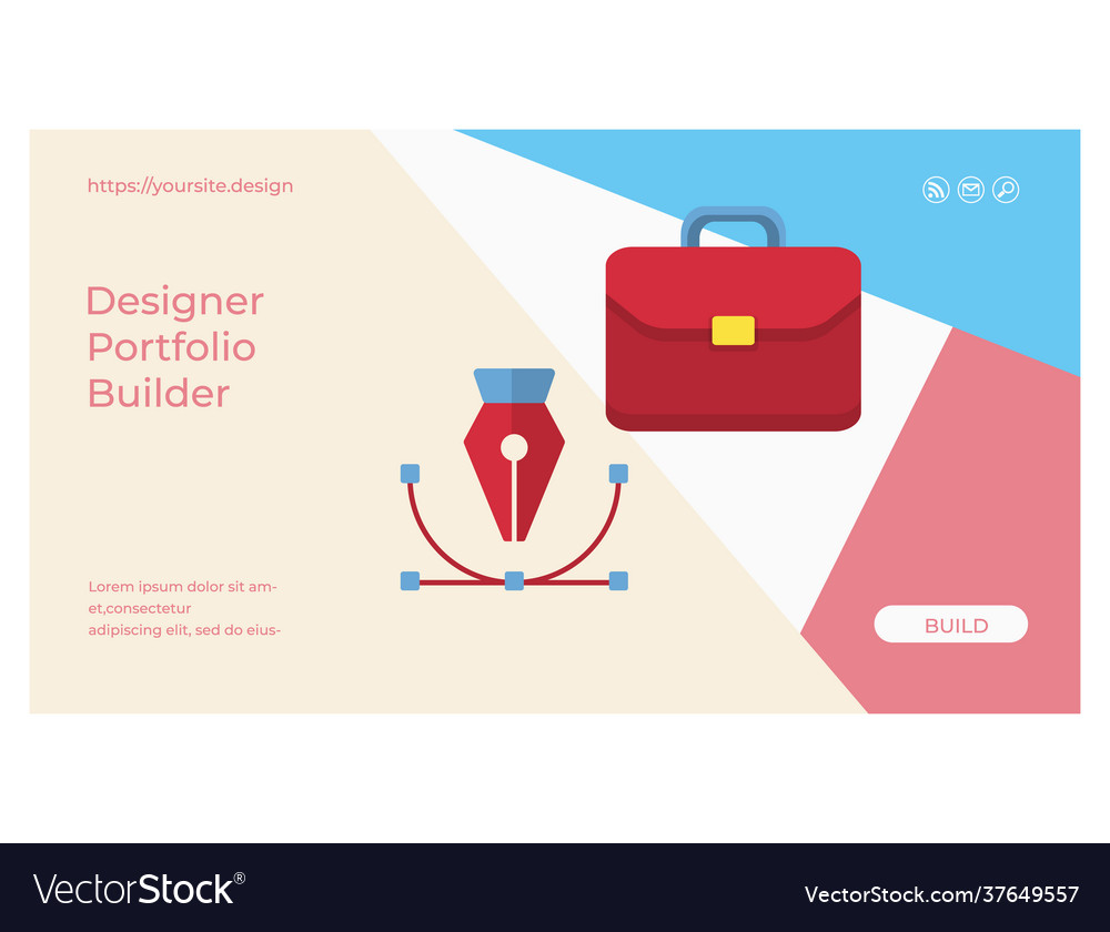 Designer portfolio builder web page or flat banner