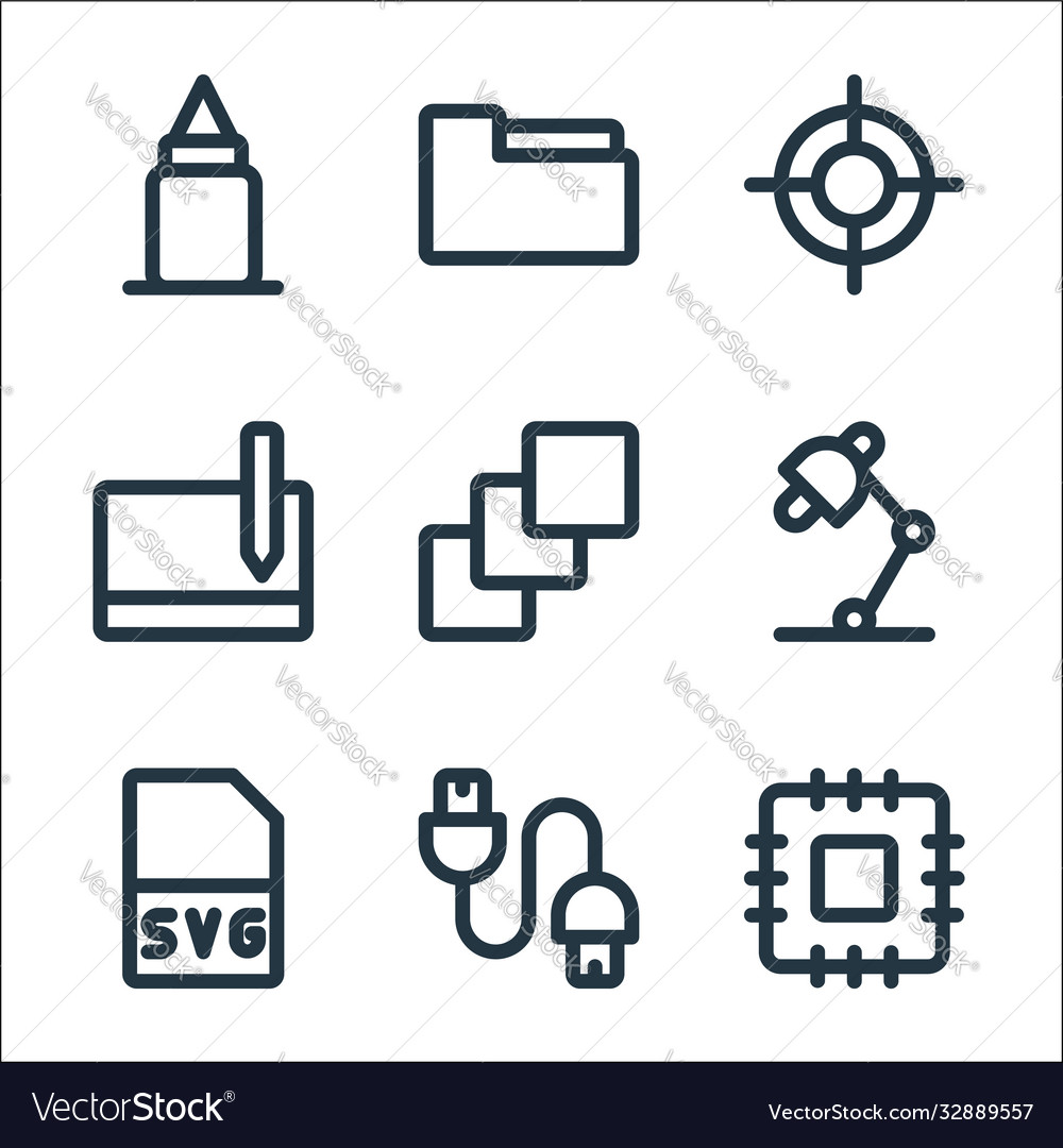 Graphic design line icons linear set quality vector image Graphic design line icons linear set quality