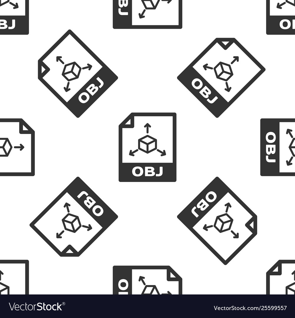 Grey obj file document icon download button vector image Grey obj file document icon download button