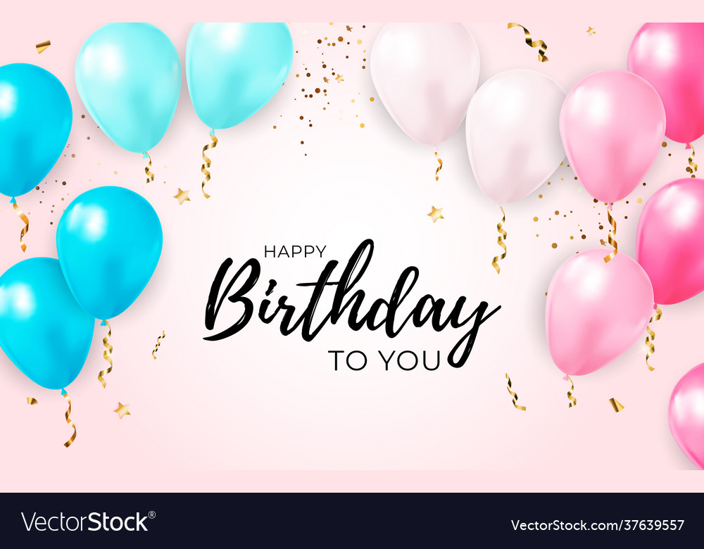 Happy party birthday background with realistic Vector Image