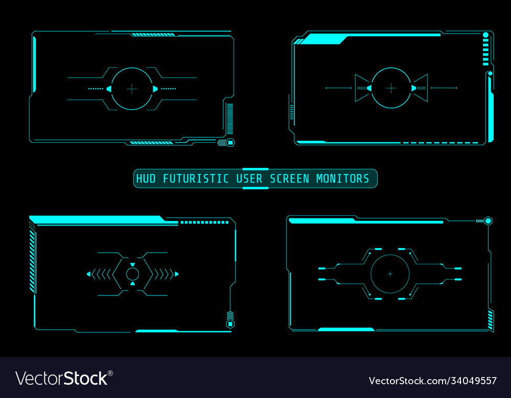 Hud futuristic user screen basic elements set Vector Image Hud futuristic user screen basic elements set